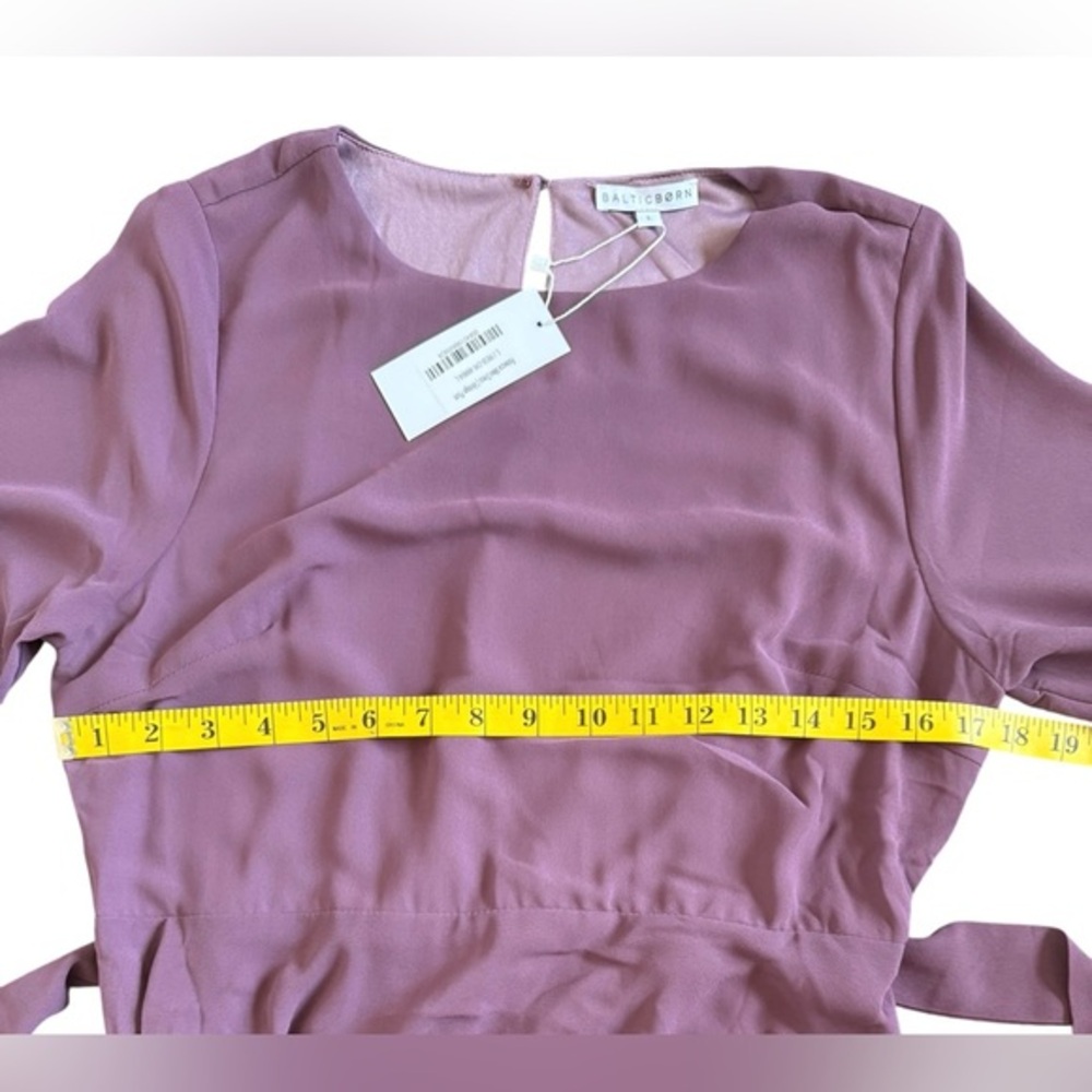 Baltic Born NWT Mauve Tie Waist Midi Dress Long Sleeve Wedding Guest L - Picture 7 of 9